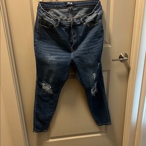 Wax Jean Dark Blue Distressed Skinny Jeans